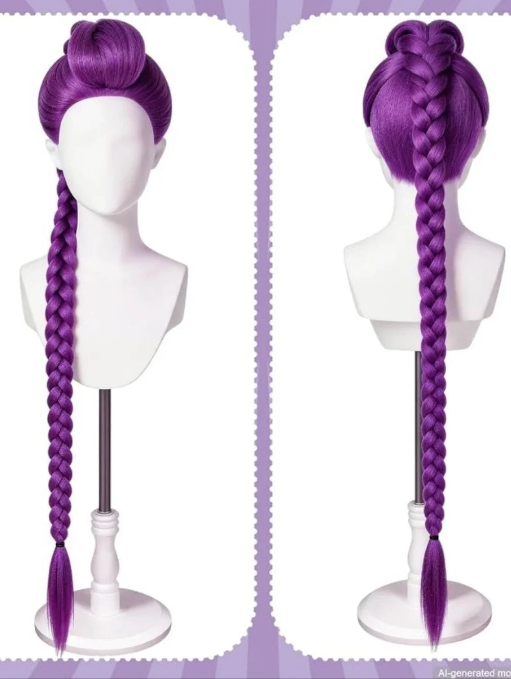 Long Purple Braided Wig - Women Hair